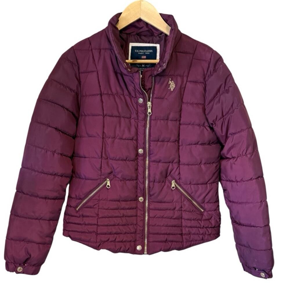 U.S. Polo Assn. women's burgundy quilted puffer jacket